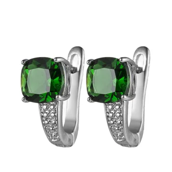 

2020 Hot sales High-end Luxury CZ Got engaged Earring 925 Sterling silver Green Crystal For women Wedding Party Optimal Jewelry