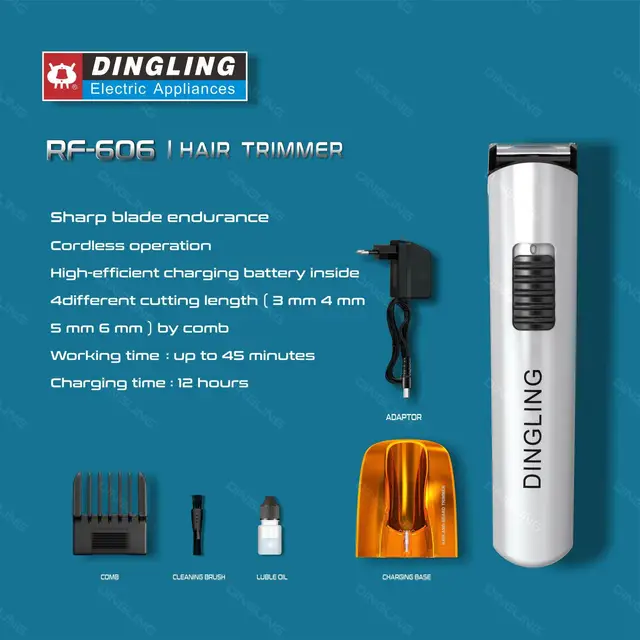 DingLing RF-606 Professional Blade Electric Rechargeable Cordless Mens Baby Electric Hair Trimmer