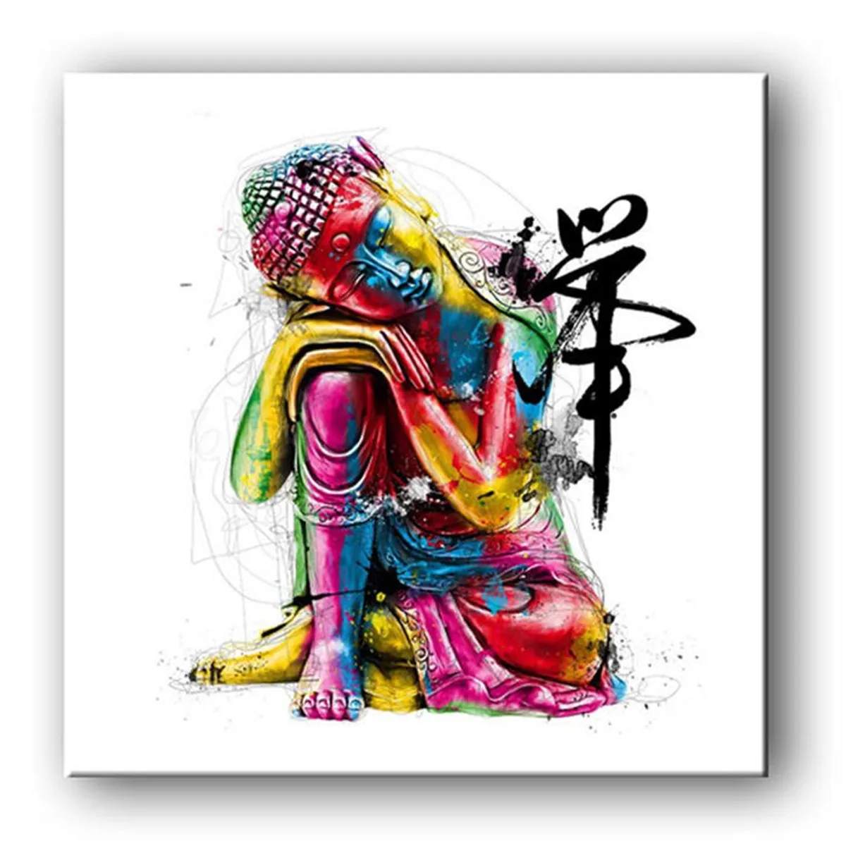 

Manufacturers Decorative Painting Frame Painting Colorful Buddha Statue Zen Word AliExpress Amazon Wish Painting Core Foreign Tr