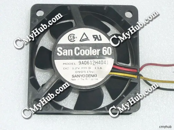 

For SANYO DENKI 9A0612H4041 DC12V 0.11A 6025 6CM 60mm 60x60x25mm 3Pin 3Wire Cooling Fan