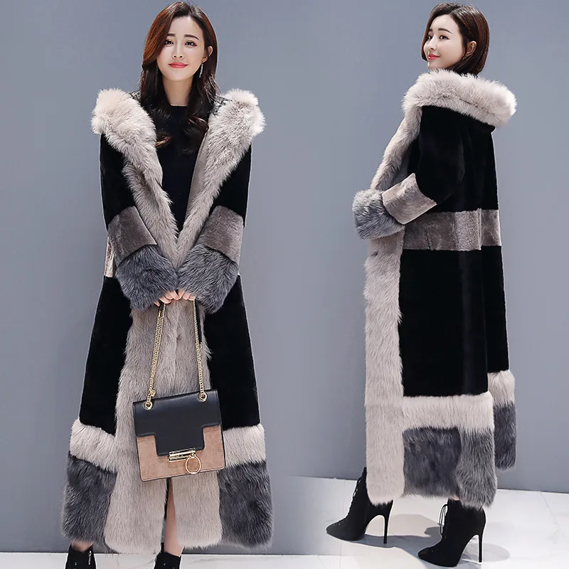 

2018 Winter ZMFS81260 Trend Hooded plus Velvet Fur Coat a Generation of Fat