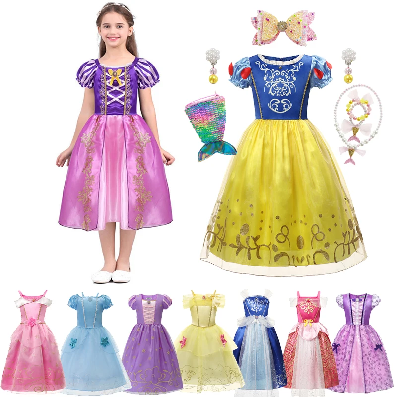Girl Princess Dress Rapunzel Up Baby Snow White Belle Cinderella TonyFat Cosplay Costume for Party Birthday Halloween | Детская одежда