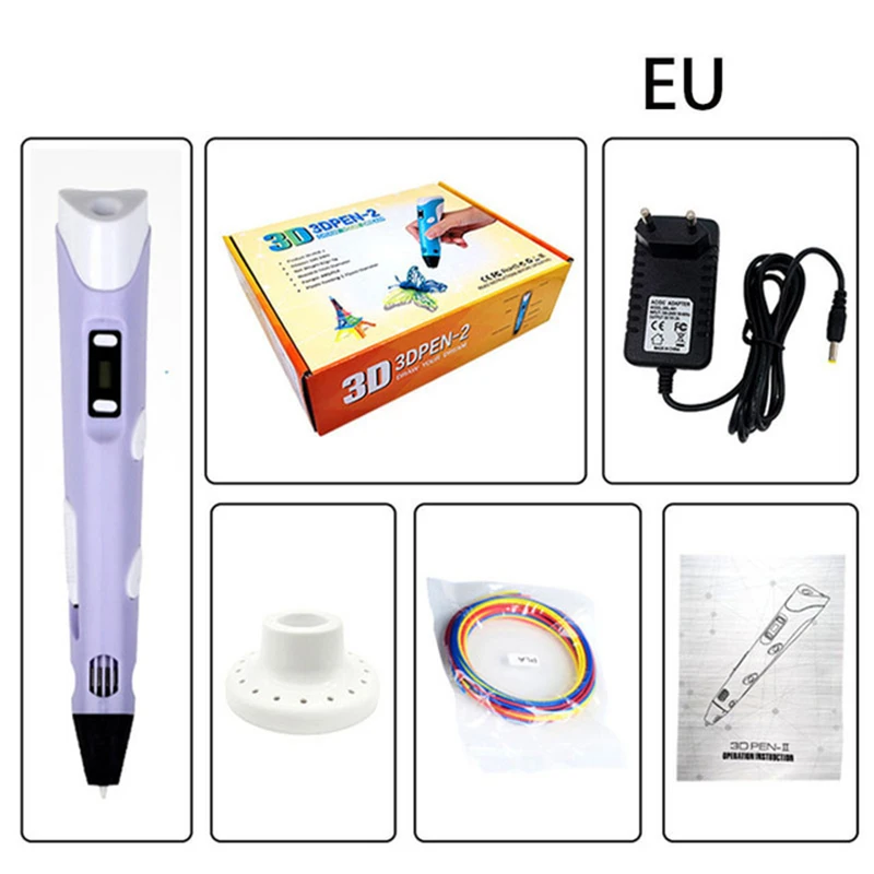 3D Pen DIY Drawing Pens with LCD Display 3d Printing Pen for Kids with PLA Filament 1.75mm Christmas Birthday Gift