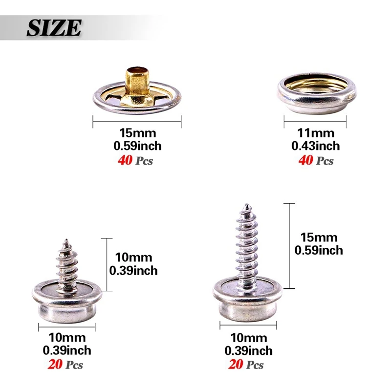 Набор крепежных застежек из нержавеющей стали, 120 шт., морской класс, холст и обивка для лодки