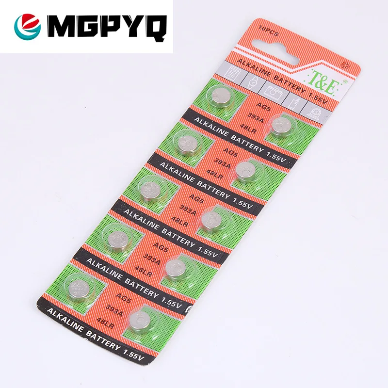 10 шт. батарейки AG5 AG 5 G5 393A LR48 LR754 15 193 LR 48 D309 1 55 в 60 мАч кнопочные для монет|Часовые