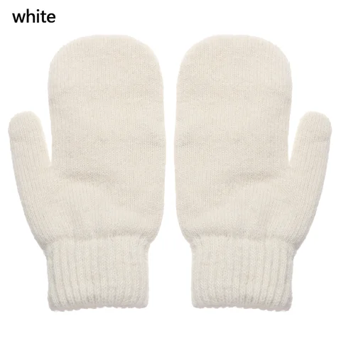 Double-layer Rabbit Hair Gloves Female Winter Korean Version of Solid Color All Fingers Winter Women Gloves Girls Mittens