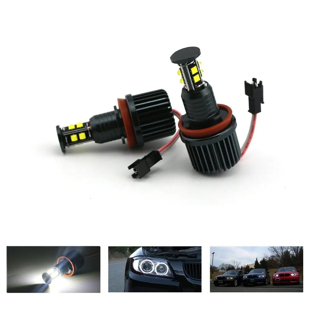 Canbus H8 80W Xenon White 6000K Светодиодные Габаритные огни глаза ангела без ошибок для BMW E60 E82