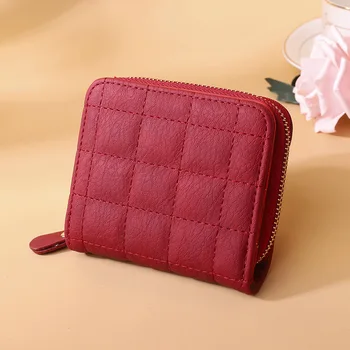 

Wallets for Women Luxury Designer Fashion Short Embroidered Clutch Bag PU Solid Color Female Card Bag Coin Purse