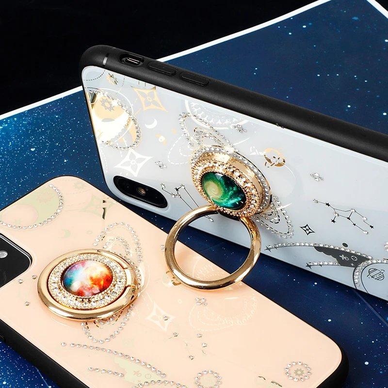 Abmos Стразы Чехол для мобильного телефона для iPhone 6 6s 7 8 Plus для iPhone 11 Pro Max X XS Max Модный кронштейн с кольцом и пряжкой