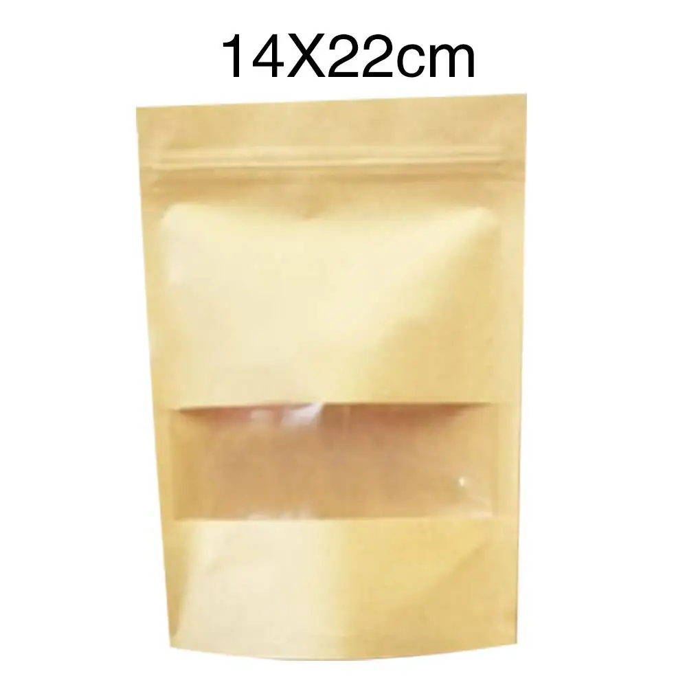 Гайка мешок конфеты мешок еда уплотнение карман прочный 50 шт. с окном Ziplock крафт-бумага прозрачная посылка скраб - Цвет: 14X22