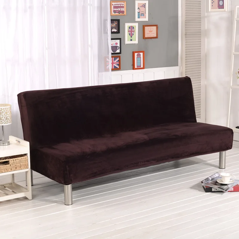 

All-inclusive Folding Stretch Sofa Bed Sofa Cover Protector Slipcover Without Armrests Plus Velvet Padded Couch Cover