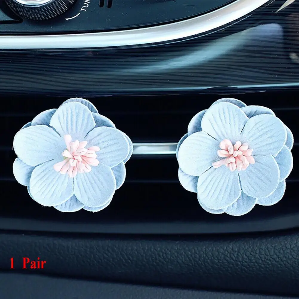 Light Blue Состояние Vent духи аромат запах диффузор Авто цветок украшение 2 шт./компл. автомобильный орнамент духи клип освежитель воздуха Авто воздух - Название цвета: Light Blue
