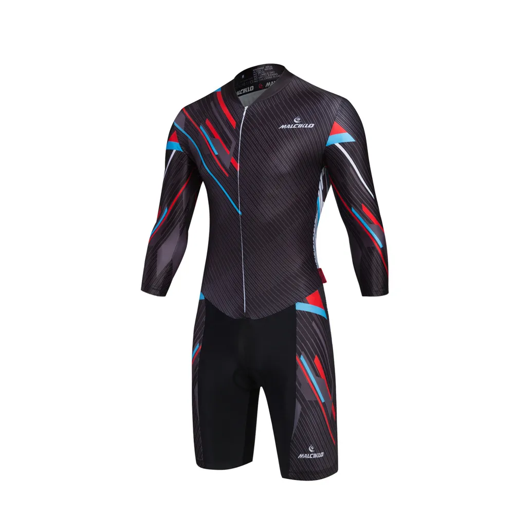 Malciklo men's and  long-sleeved triathlon suit White Cry for freedom bicycle anti-ultraviolet breathable and quick