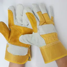 Короткие двухслойная кожа сварочные Перчатки для сварочных работ сварщик защитный Перчатки отличаются долговечностью, термостойкая и термостойкий