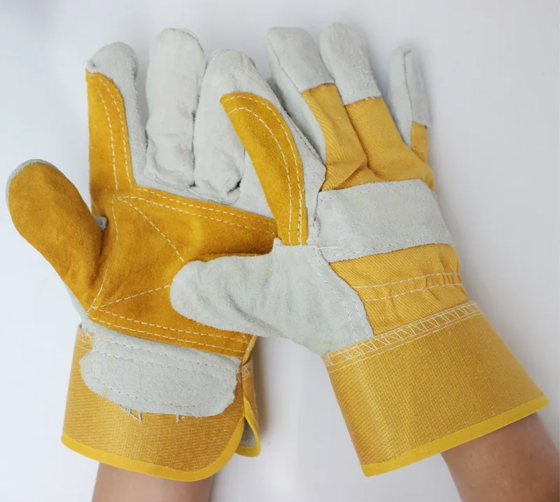 

Short two-layer leather welding gloves for welding welder's protective gloves are durable, heat-resistant and heat-resistant