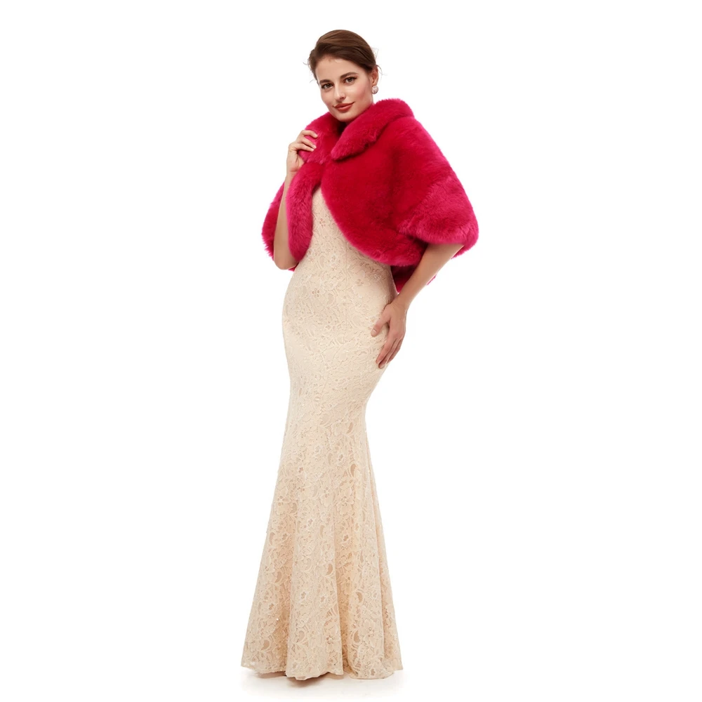 Pink Formal Party Evening Jackets Wraps 2020 New Faux Fur cloaks Wedding Capes Winter Women Bolero Wraps Shawls In Stock shrug