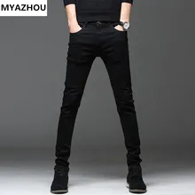Новые высококачественные повседневные узкие джинсы-стрейч черные мужские узкие плотные брюки джинсы мужские брюки плюс размер 36-27 Панталоны