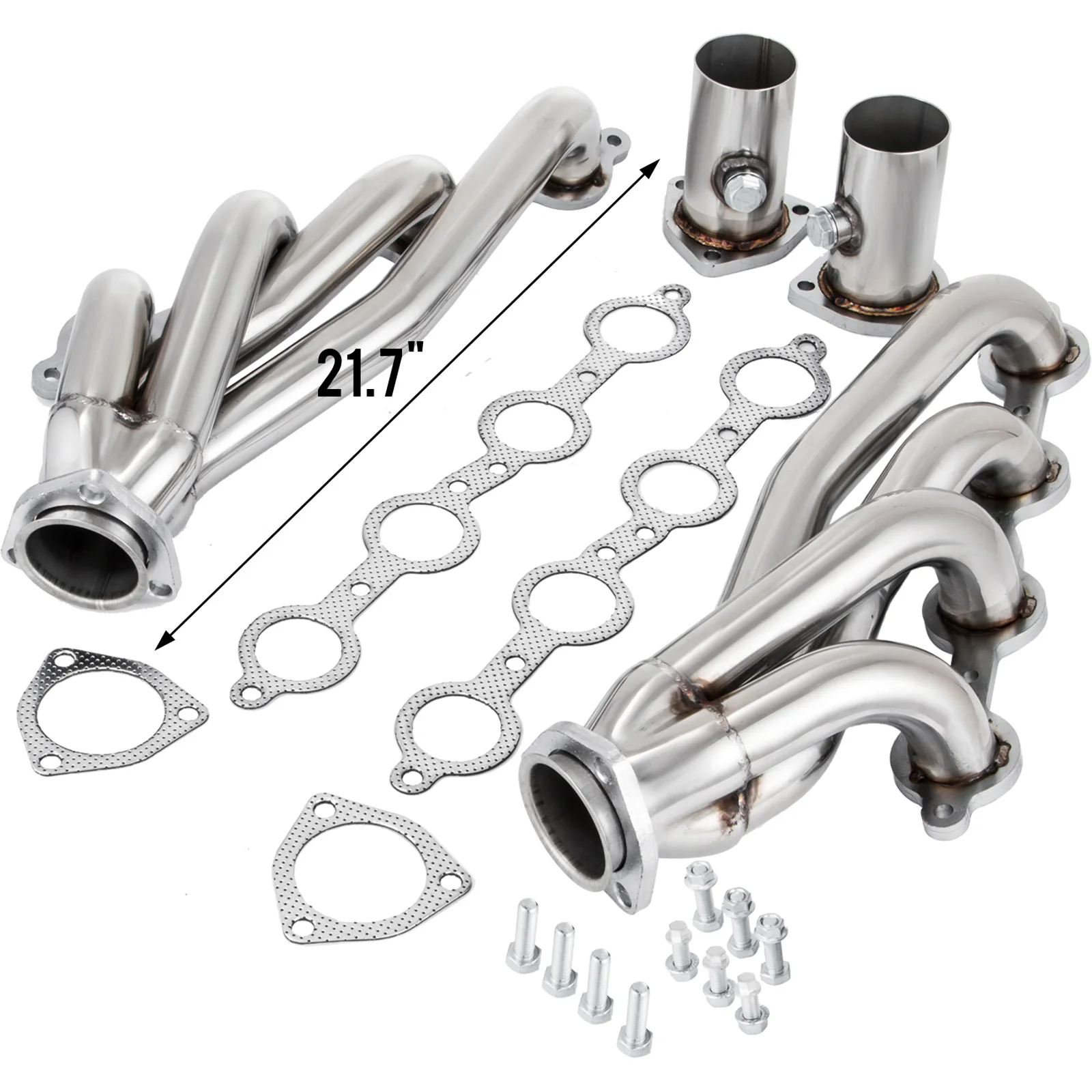 SucceBuy Exhaust Conversion Swap Header  for Chevrolet GMC Truck LS1 LS2 LS3 LS6 Long Tube Header Exhaust Manifold Set W/ Gasket