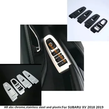 

For SUBARU XV 2018 2019 2020 ABS Chrome/Carbon Fibre Door Window Glass Panel Armrest Lift Switch Button Trim Frame 4pcs