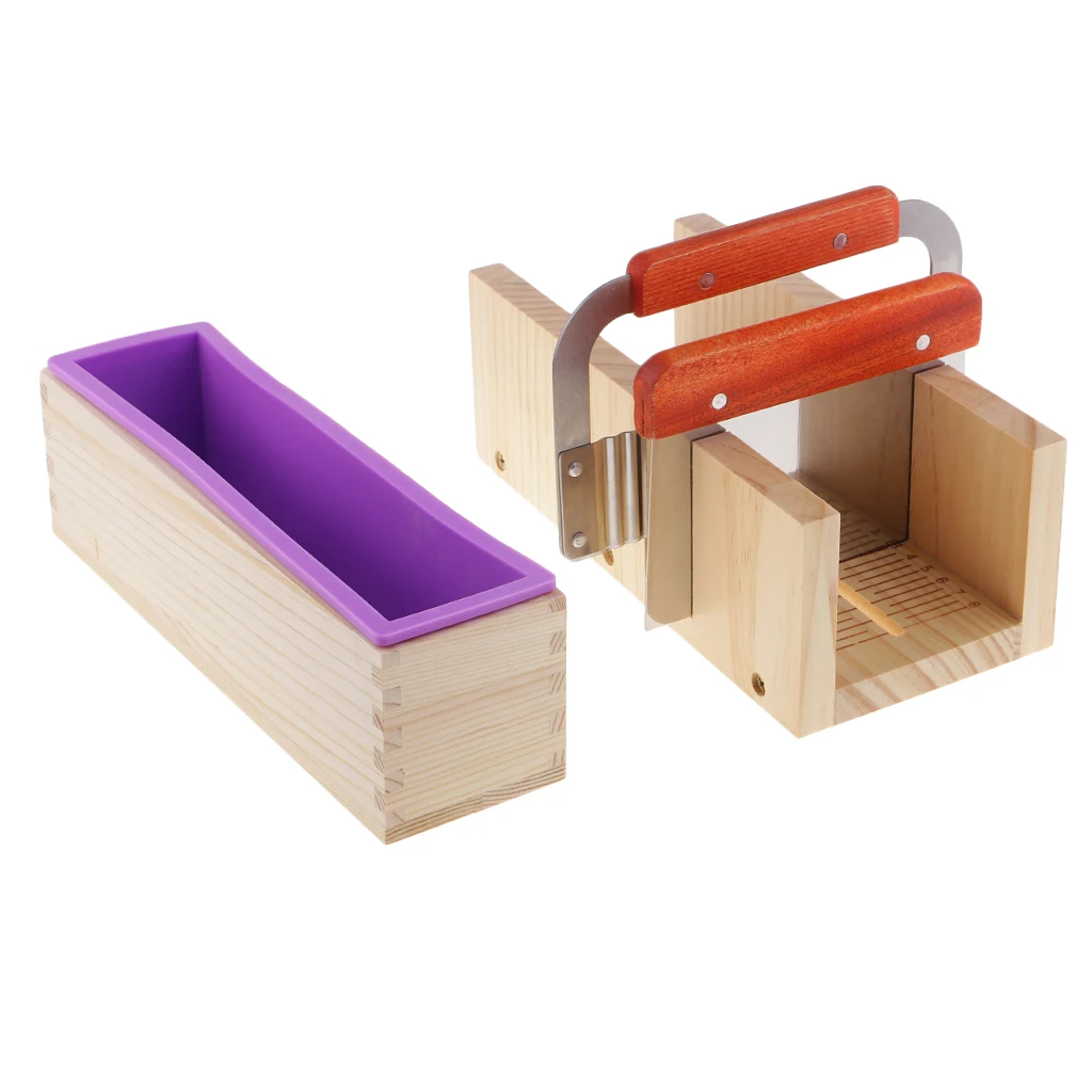 4pcs Wood Box Loaf Bread Wire Slicer Food Grade Soap Making Silicone Mould