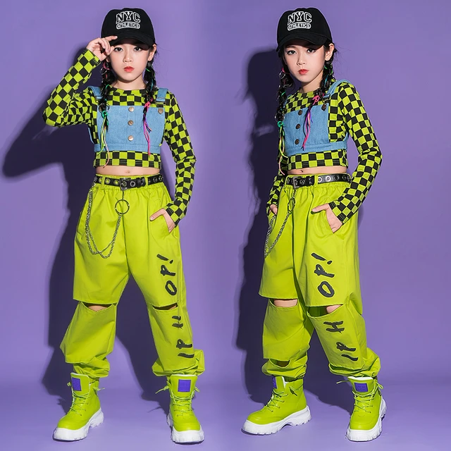 Children Hip Hop Clothes Girls Jazz Street Dance Costume Kids Sweatshirt  Pants Set Ballroom Dancewear Stage Rave Clothing DQS352