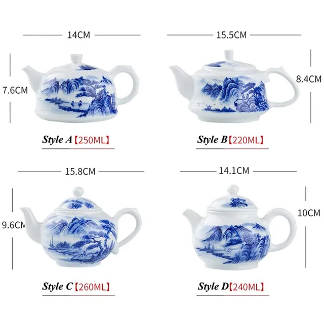 Jingdezhen Kézzel Festett Táj Kerámia Teáskannák Undlaze Kék És Fehér Porcelán Kung Fu Teakészlet Tea Gyártó Teamária - Image 2