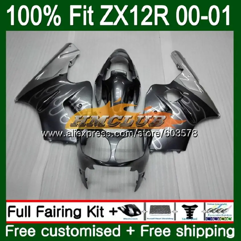 Подходит для литья под давлением для KAWASAKI ZX 1200 1200CC ZX12R 00 01 112CL. 32 серебристо-серый ZX1200 ZX 12 R 12R ZX-12R 2000 2001 обтекатель oem