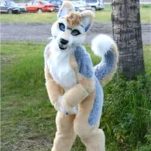Пушистый костюм для собак хаски, костюм-талисман, костюм из искусственного меха, костюм для косплея, наряд для вечеринки, платье для взрослых, размер для Хэллоуина, украшения для улицы