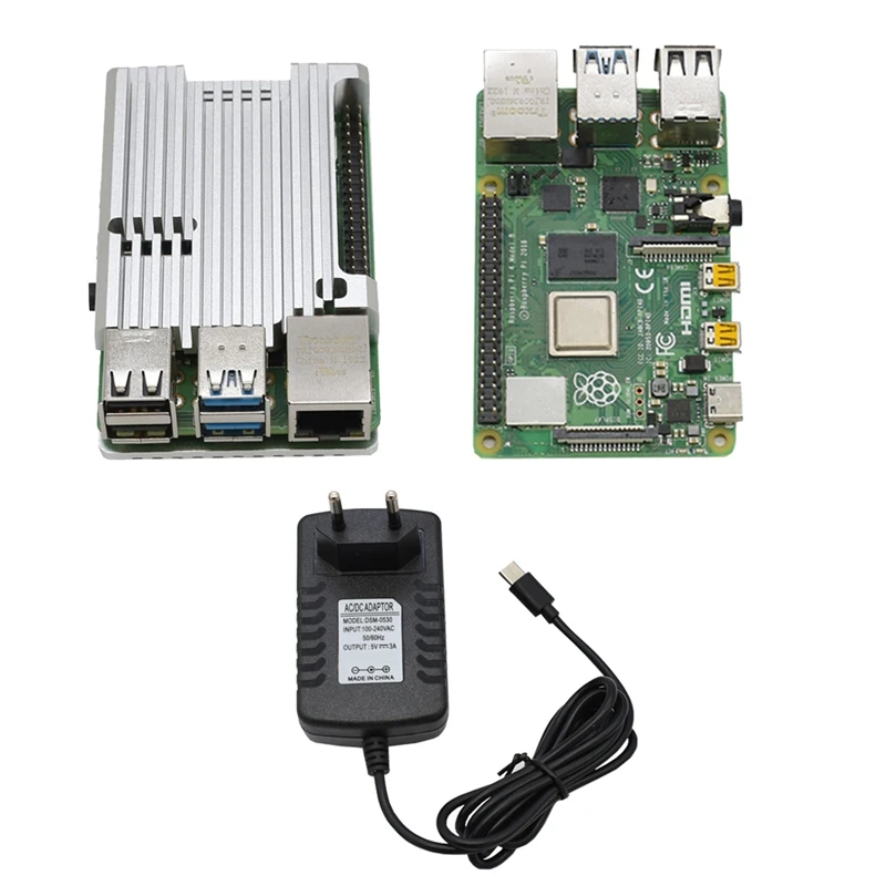 Для Raspberry Pi 4B 2G Оперативная память DIY Kit Поддержка 2,4/5,0 ГГц WI-FI Bluetooth 5,0 с Алюминий CNC сплав защитные Серебряный чехол 5V 3A