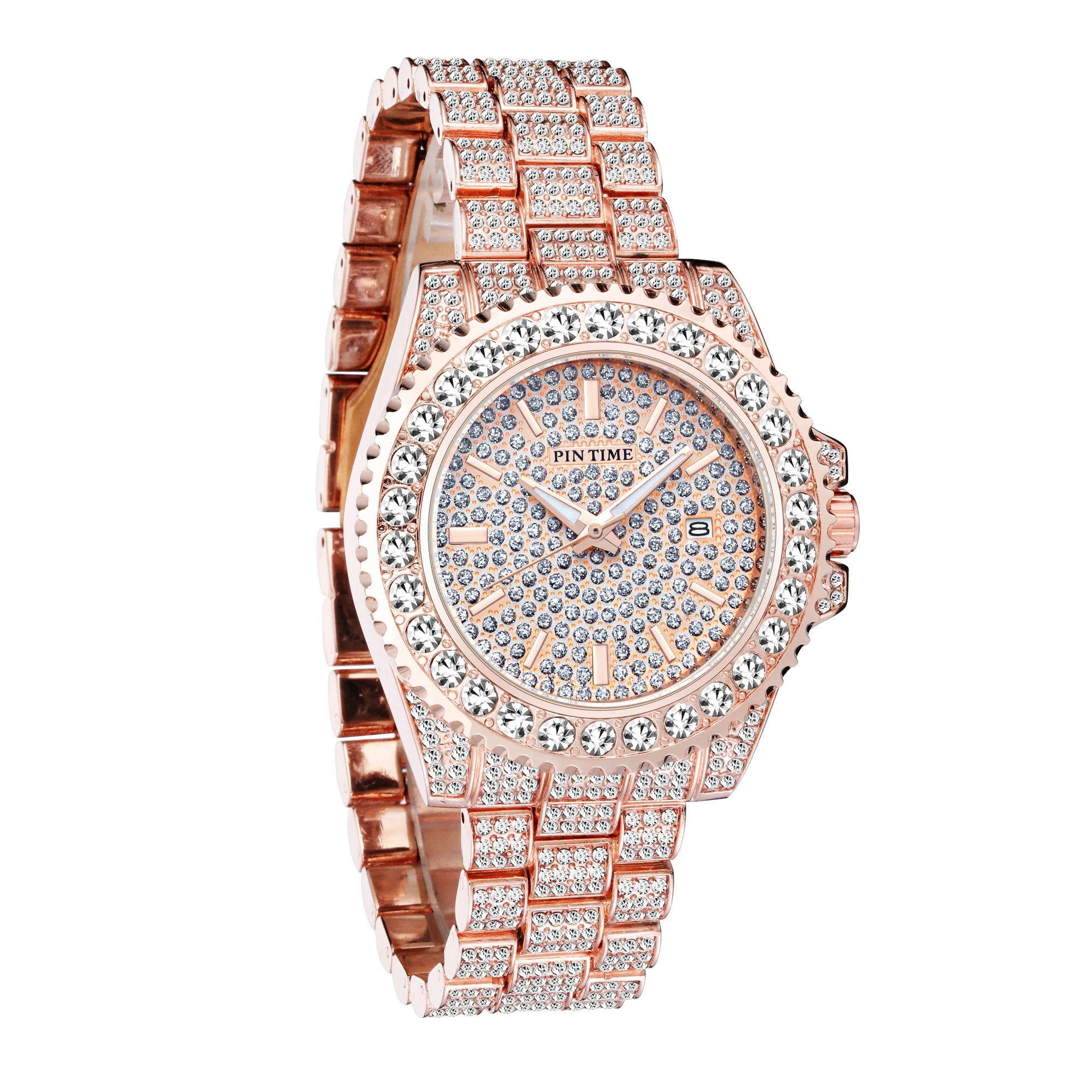 Bling Diamond Iced Out Watch Men Gold Stainless Steel Hip Hop Mens Watches Top Brand Luxury Clock Relogio Masculino Reloj Hombre