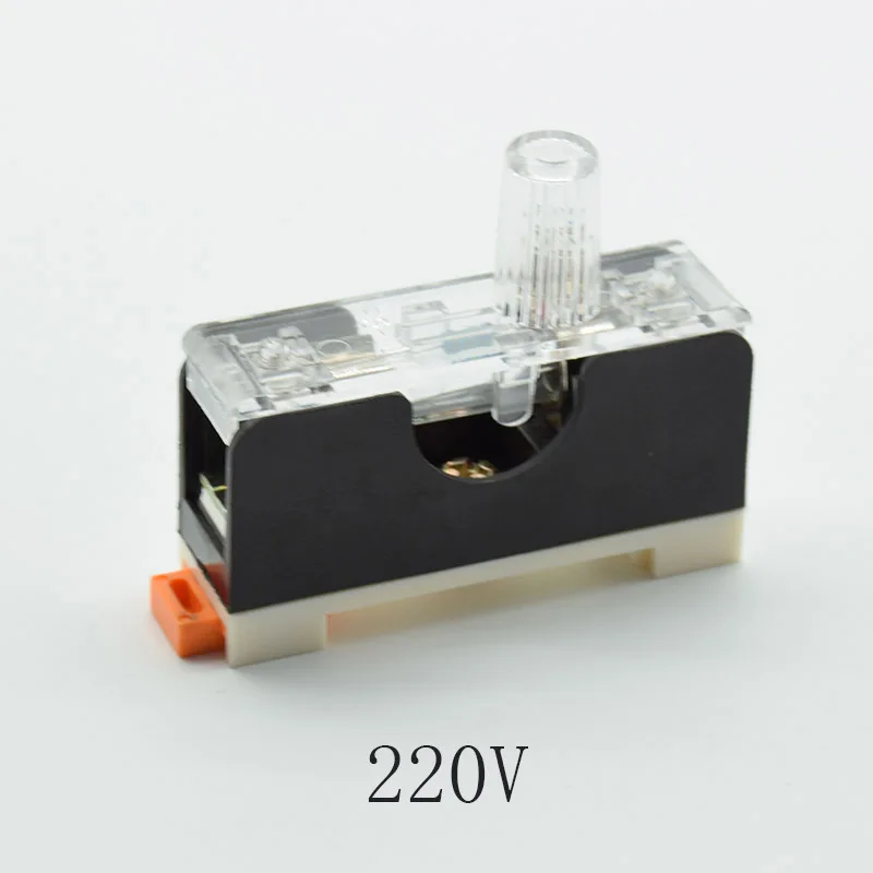 1pc 24V 220V glass fuse holders black insurance tube socket Panel Mount Fuse Holder FS-101 With lamp light white yellow - Color: White