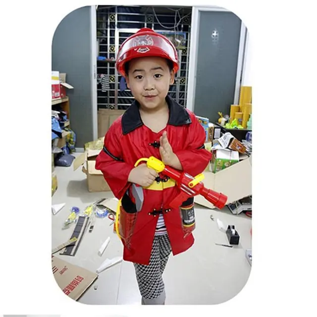 11pcs Fire Chief Role Play Costume Dress-Up Children's Toys Fire Hat Clothes Water Gun Fire Fighting Tools Firefighter Toy Set 4