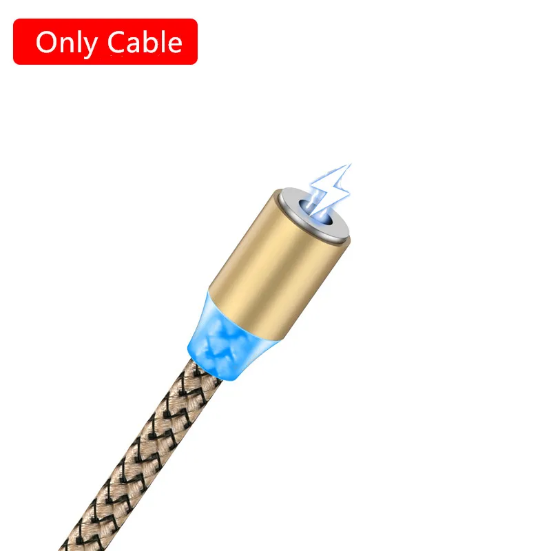 Магнитный usb-кабель ROCK для быстрой зарядки, кабель Micro USB C type C, зарядное устройство для Xiaomi Redmi Note 8, iPhone XR, samsung S9, huawei, 1 м, 2 м - Цвет: Only GoldCable
