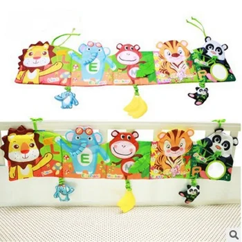 

Baby Toys Crib Hanging Book Soft Rattles Toy Early Learning Educational For Kids Infant Coloring Animal Squeaky Baby Cloth Book