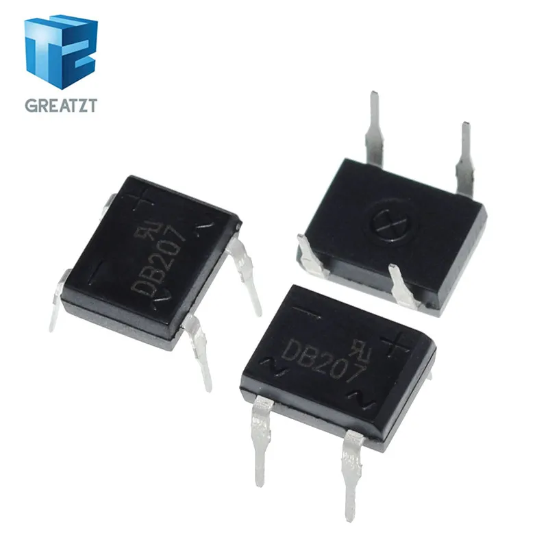 10 шт./лот диодный мост retifica DB207 DIP-4 DB207S DIP4 2A 1000 в силовой выпрямитель электронные
