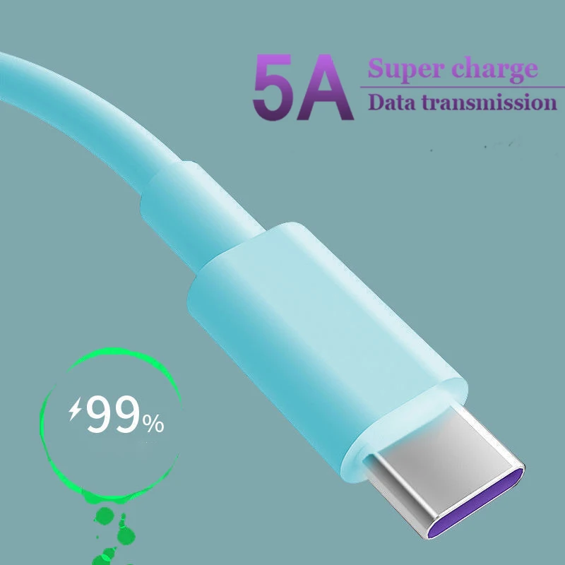 Fast Charge 5A USB Type C Cable For Samsung S20 S9 S8 Xiaomi Huawei P30 Pro Mobile Phone Charging Wire White Macaron data cable cable to connect phone to tv