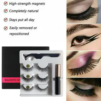 

Magnet false eyelashes eyeliner set 3Pair artificial eyelashes E7V0