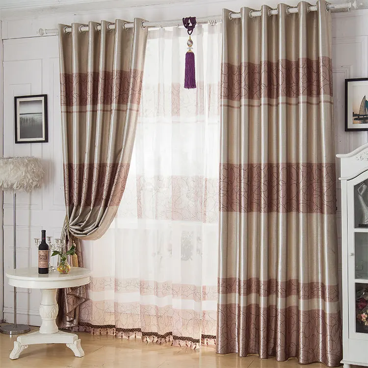 

Modern Curtains for Living Dining Room Bedroom Minimalist Double-sided Printing Embossed Blackout Curtains Fabric Elegant Brown