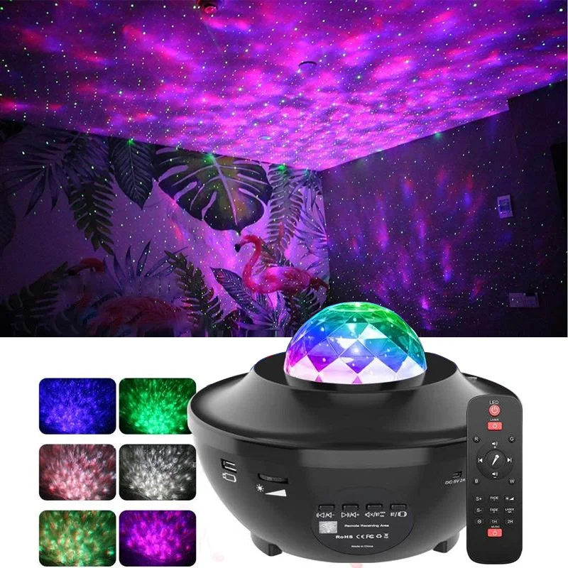 

Music Projector Night Light With BT Speaker Chargeable Universe Starry Sky Rotate LED Lamp Colorful Flashing Star Kids Baby Gif