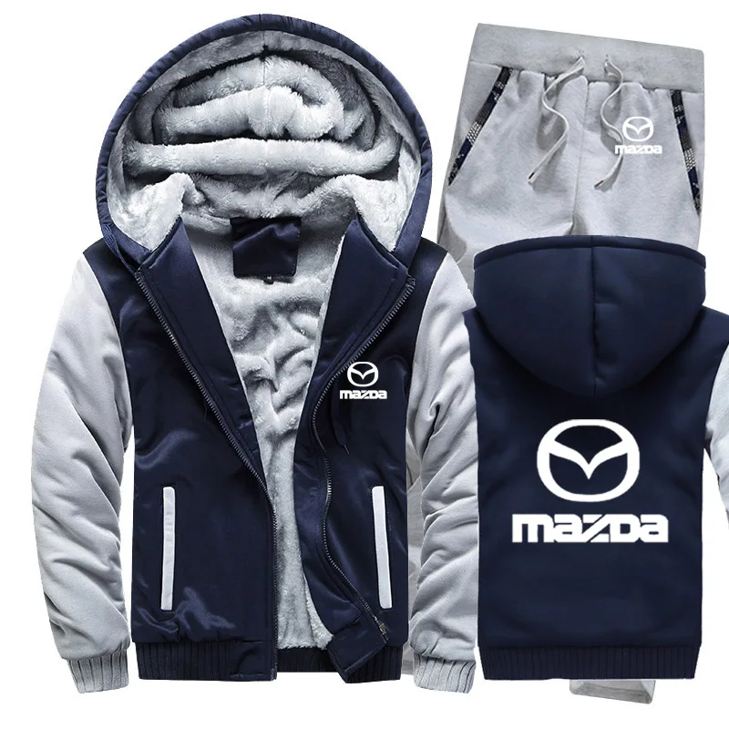 Толстовки мужские для автомобилей Mazda Логотип мужские s толстовки костюм зимний толстый теплый флис хлопок спортивный костюм на молнии