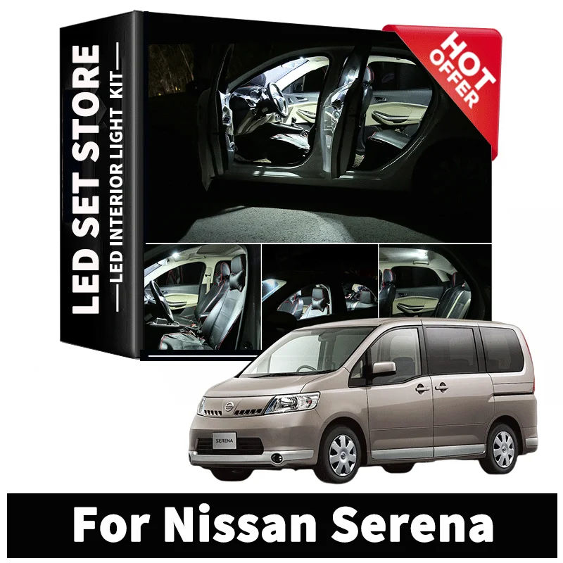 For Nissan Serena C23 C24 C25 C26 C27 1991-2017 2018 2019 2020 2021 Canbus  Vehicle Bulb Map Dome Light Kit Interior LED