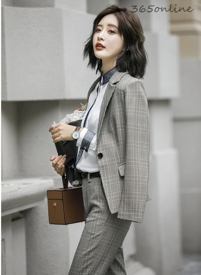 Высококачественный тканевый модный клетчатый осенне зимний женский офисный