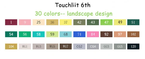 Landscape-design-30 Touchliit 6-го поколения художественные маркеры набор кистей и ручек прочный Эскиз маркер на спиртовой основе двойная голова манга Рисование ручки художественные принадлежности - Цвет: Landscape-design-30