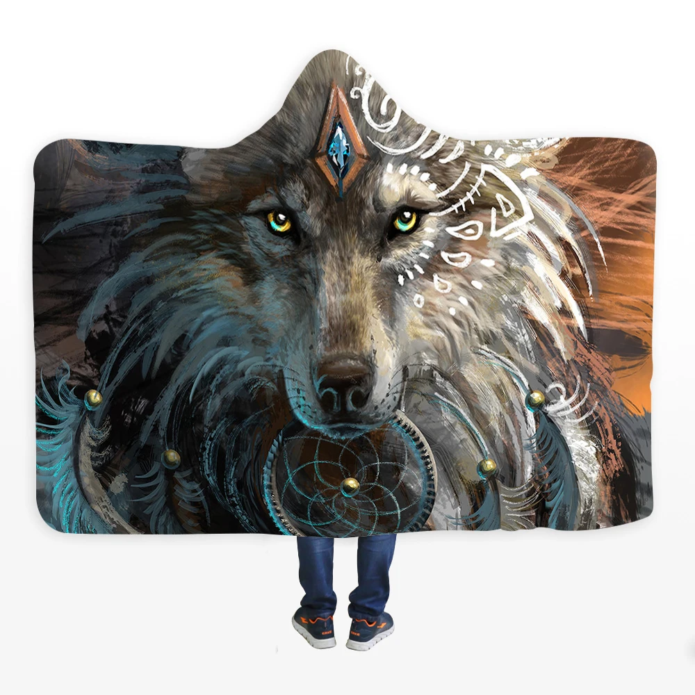 3D животное с капюшоном одеяло красочные лев печать плюшевое Флисовое одеяло Толстовки Теплый мягкий носимый плед Толстовка для взрослых