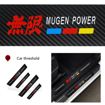

4pcs Carbon fiber Car Door Threshold protection sticker Emblem Badge for Honda Mugen Power Accord CRV Hrv Jazz Car Styling