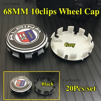 

20pcs/set 68mm 10Clips Dust-proof Car Accessories Car Wheel Center Hub caps Rims Logo Emblem blue white /black white