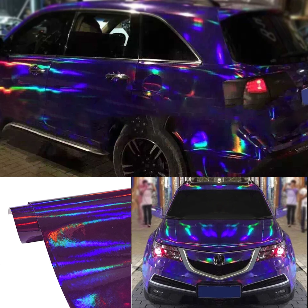 Голографические лазерные хромированные наклейки для салона автомобиля, обмотка кузова, виниловая пленка, лист, наклейки 20 см/30 см/50 см