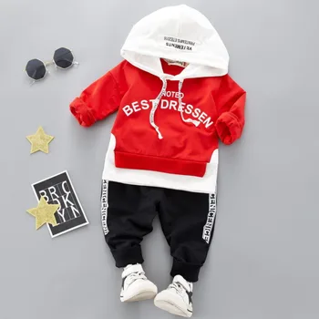 

Fashion Boy Clothes Set Casual Letter Hoodie Long Sleeve Top T-shirt Pants 2 Piece Set Children's Clothing Suits