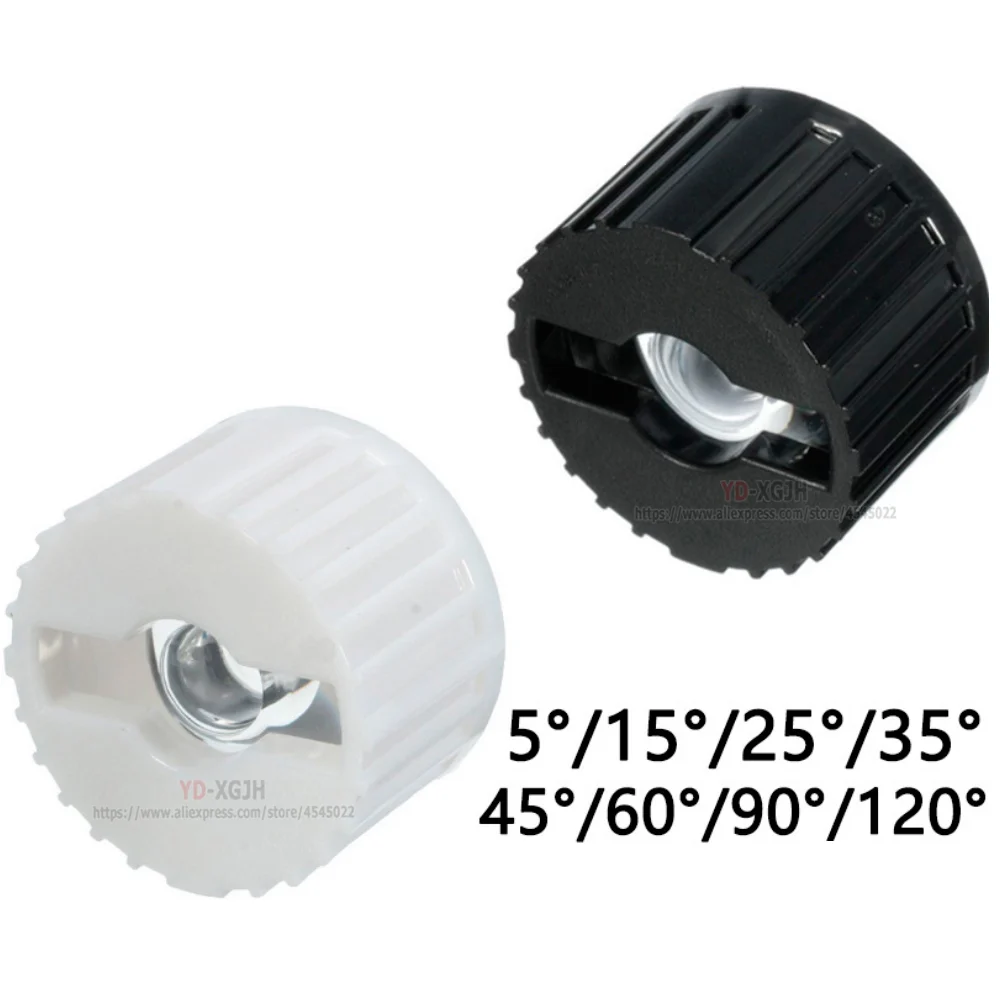 High Power DIY  5 8 10 15 25 30 35 45 60 90 120 Degrees 20mm  PMMA Lens + White /Black Bracket For 1W 3W 5W LED Chip COB