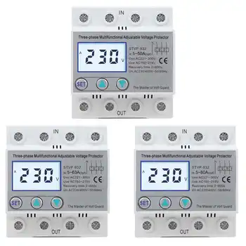 

3-Phase Adjustable Voltage Protector LCD Multifunctional Self‑Resetting STVP-932 230V/400VAC